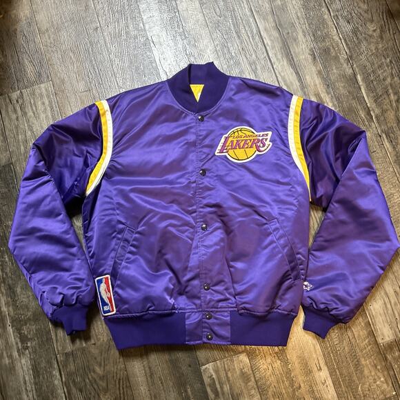 Vintage 80’s Starter Los Angeles Lakers NBA satin Jacket Men’s Large - Picture 1 of 8